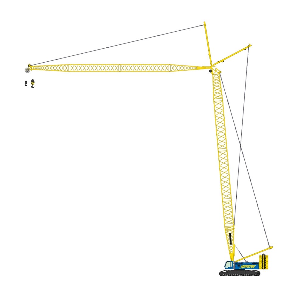 LIEBHERR LR1300 CRAWLER CRANE WITH LATTICE BOOM in 'HAVATOR' LIVERY. Scale 1:50